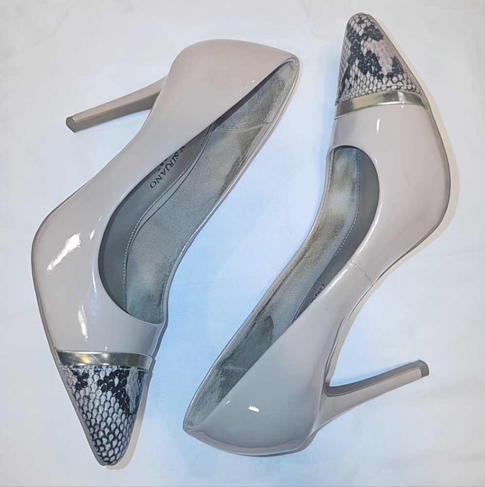 NUDE/SNAKE TIP PRINT HEELS | CHRISTIAN SIRIANO